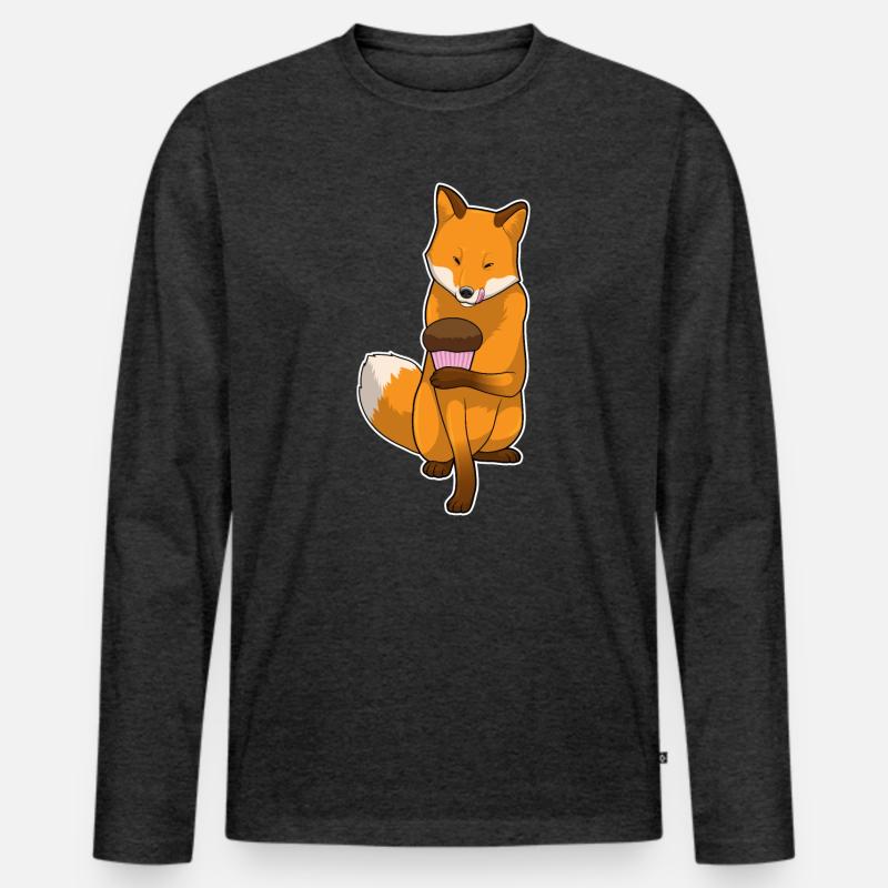 Fuchs Muffin - Männer Premium Bio Langarmshirt - Anthrazit meliert