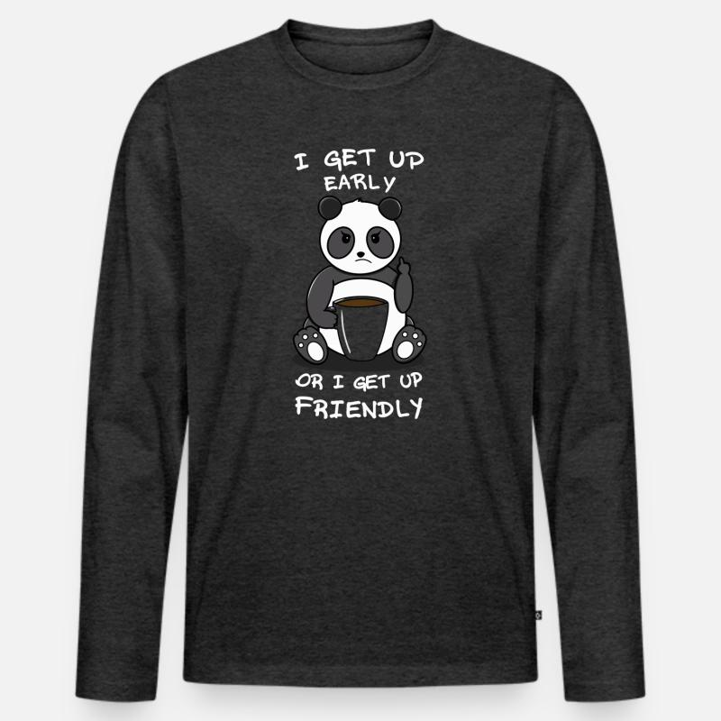 Früh oder freundlich - Männer Premium Bio Langarmshirt - Anthrazit meliert