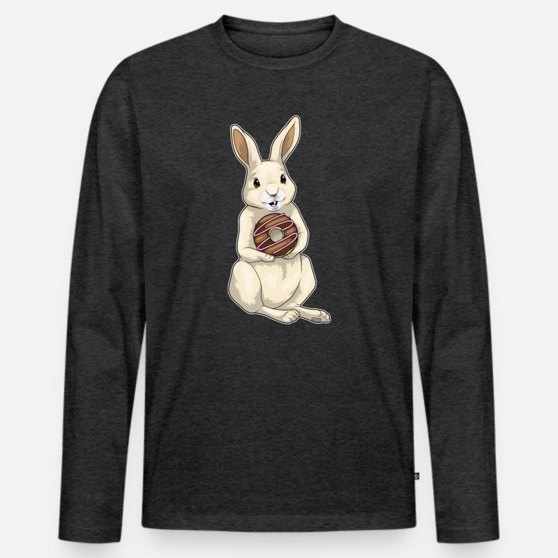 Hase Donut - Männer Premium Bio Langarmshirt - Anthrazit meliert