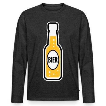 Bierflasche (Bier / Bierchen / POS 3C) - Männer Premium Bio Langarmshirt - Anthrazit meliert - Vorne - Nico (187cm)
