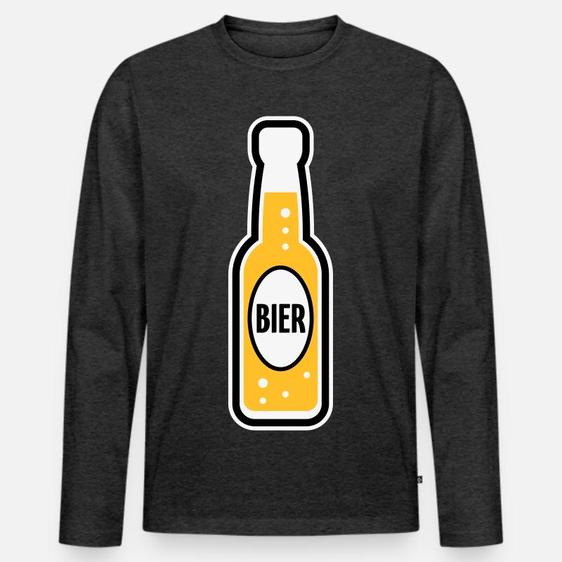 Bierflasche (Bier / Bierchen / POS 3C) - Männer Premium Bio Langarmshirt - Anthrazit meliert