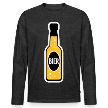 Bierflasche (Bier / Bierchen / NEG 3C) - Männer Premium Bio Langarmshirt - Anthrazit meliert - Vorne - Nico (187cm)