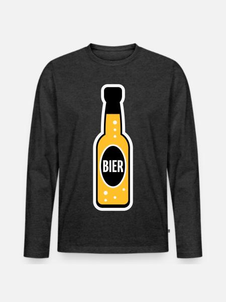 Bierflasche (Bier / Bierchen / NEG 3C) - Männer Premium Bio Langarmshirt - Anthrazit meliert