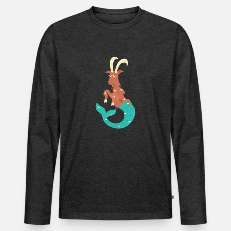 Steinbock Sternzeichen - Männer Premium Bio Langarmshirt - Anthrazit meliert