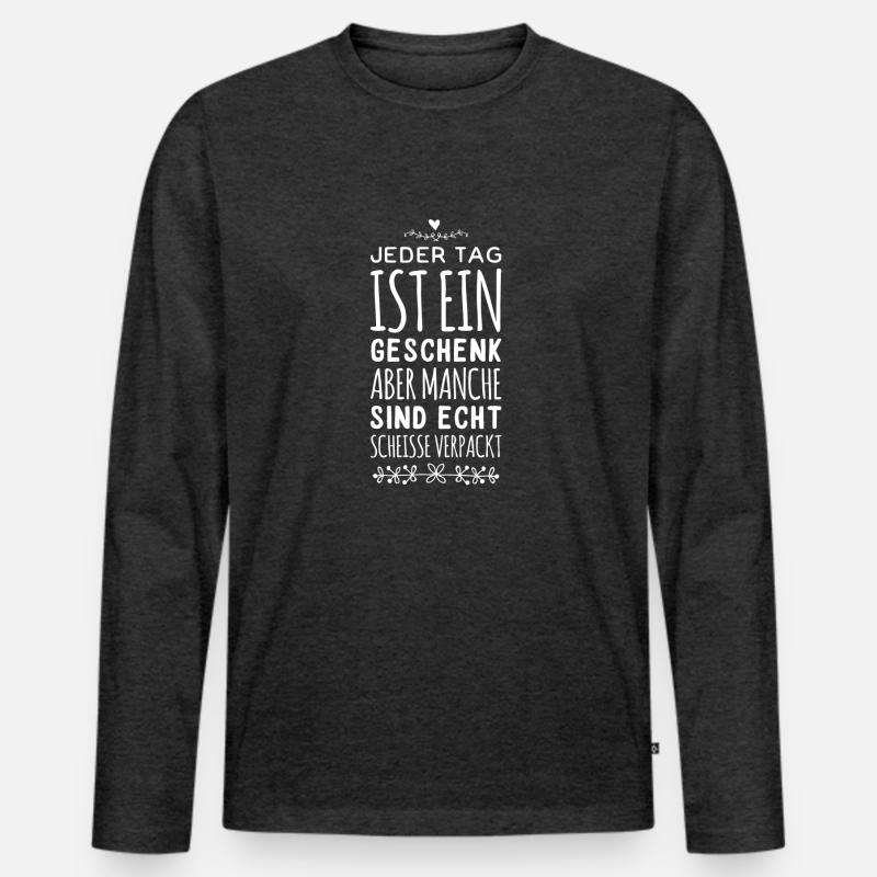 lustiger Spruch - Männer Premium Bio Langarmshirt - Anthrazit meliert