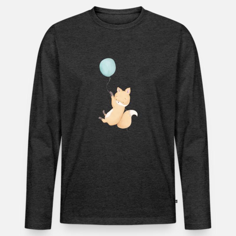 Fuchs - Männer Premium Bio Langarmshirt - Anthrazit meliert