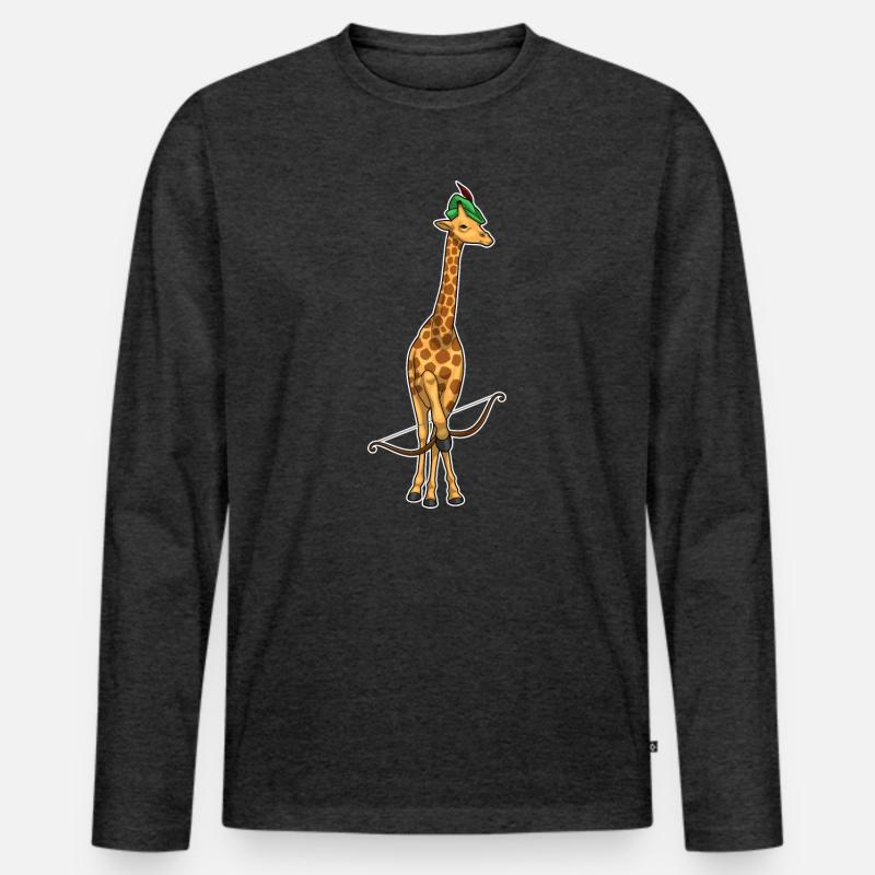 Giraffe Bogenschütze Bogen - Männer Premium Bio Langarmshirt - Anthrazit meliert