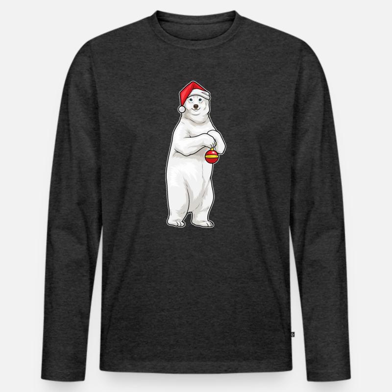 Eisbär Weihnachten Weihnachtskugel - Männer Premium Bio Langarmshirt - Anthrazit meliert