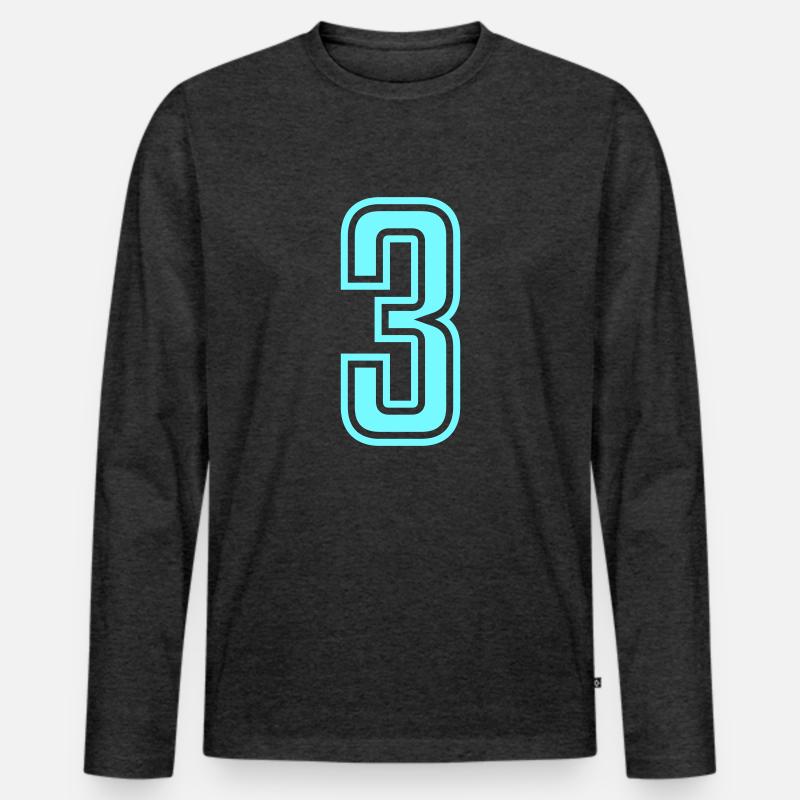 3 - Männer Premium Bio Langarmshirt - Anthrazit meliert