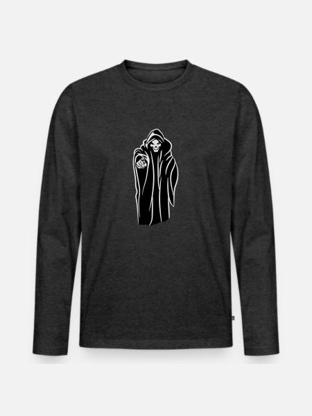 Der Tod kapuze böse - Männer Premium Bio Langarmshirt - Anthrazit meliert