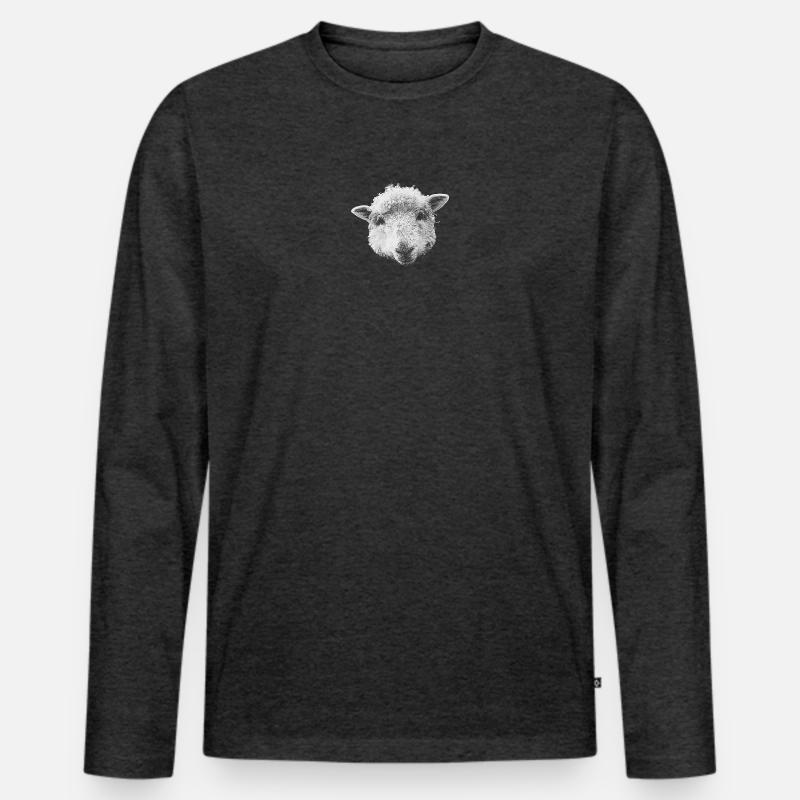 schafdesign mädchen, Schafkopf Leinwand optik - Männer Premium Bio Langarmshirt - Anthrazit meliert