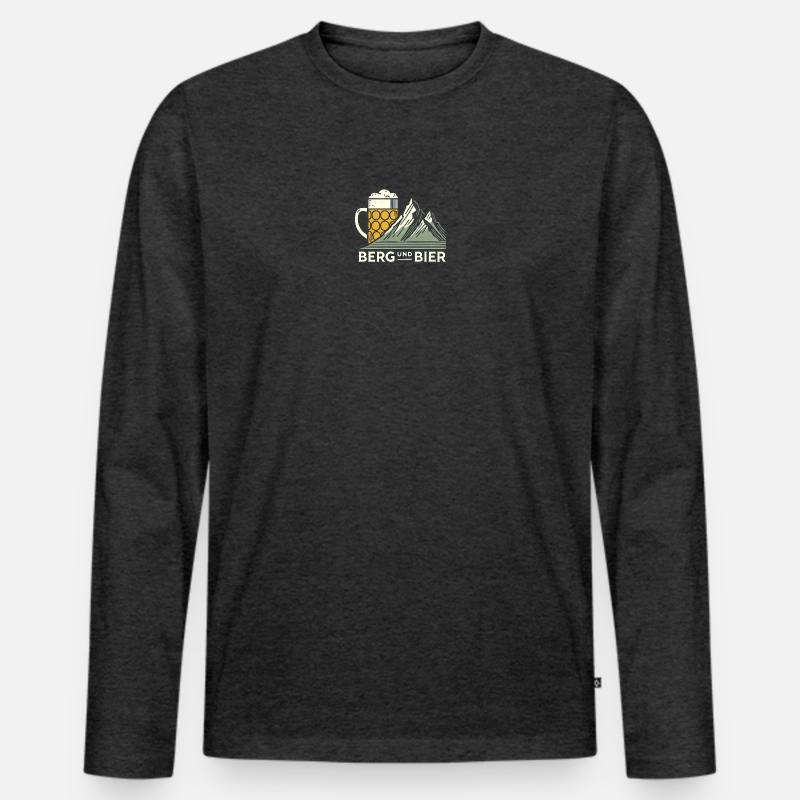Berg und Bier V1 - Männer Premium Bio Langarmshirt - Anthrazit meliert