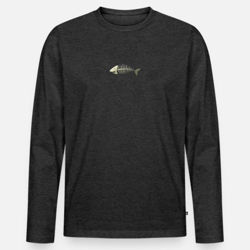 fischgräte - Männer Premium Bio Langarmshirt - Anthrazit meliert