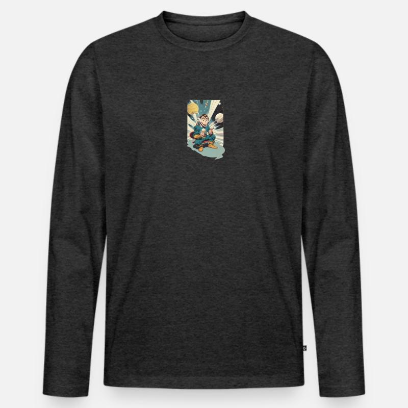Galaktischer Eisaffe - Männer Premium Bio Langarmshirt - Anthrazit meliert