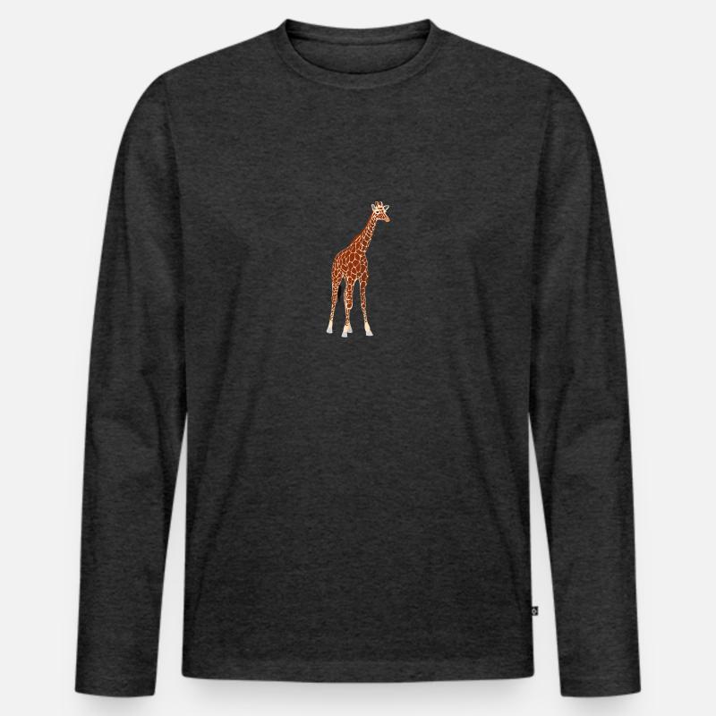 Giraffe - Männer Premium Bio Langarmshirt - Anthrazit meliert