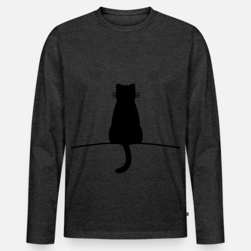 Katze Silhouette Kater Kätzchen minimal - Männer Premium Bio Langarmshirt - Anthrazit meliert