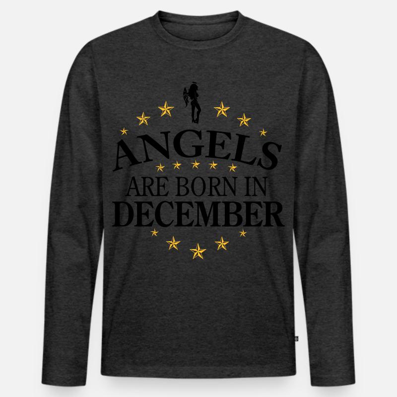Angels December - Männer Premium Bio Langarmshirt - Anthrazit meliert
