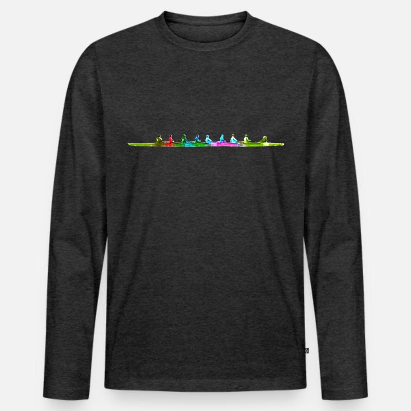 Buntes achter Ruderboot - Männer Premium Bio Langarmshirt - Anthrazit meliert