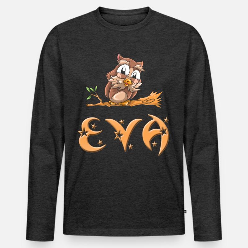 Eule Eva - Männer Premium Bio Langarmshirt - Anthrazit meliert