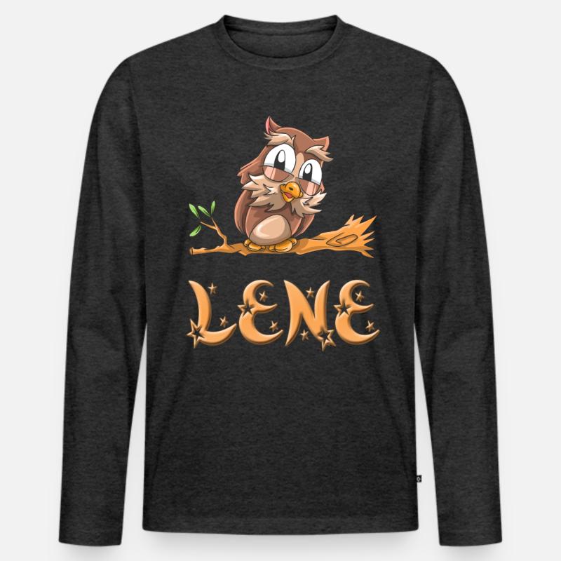 Eule Lene - Männer Premium Bio Langarmshirt - Anthrazit meliert