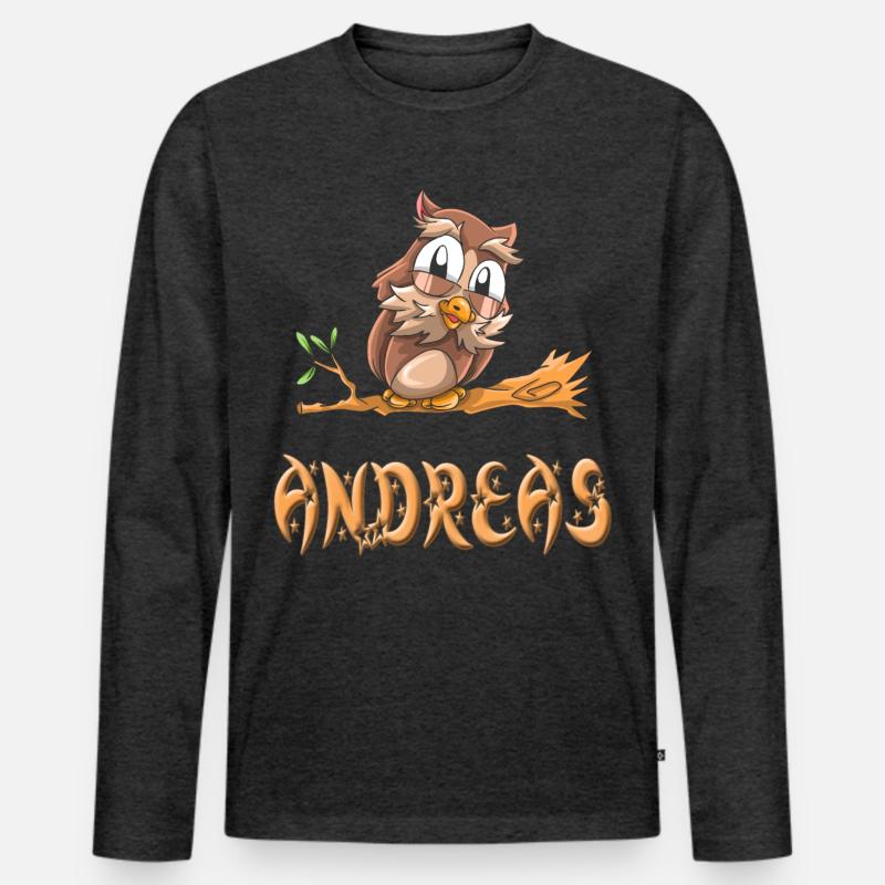 Eule Andreas - Männer Premium Bio Langarmshirt - Anthrazit meliert