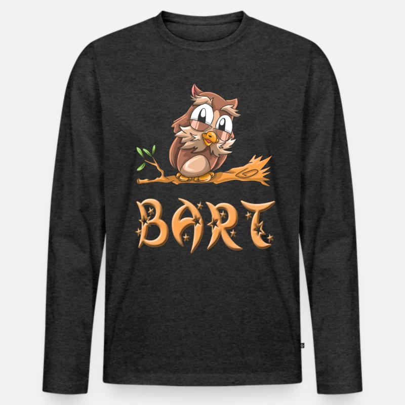 Eule Bart - Männer Premium Bio Langarmshirt - Anthrazit meliert