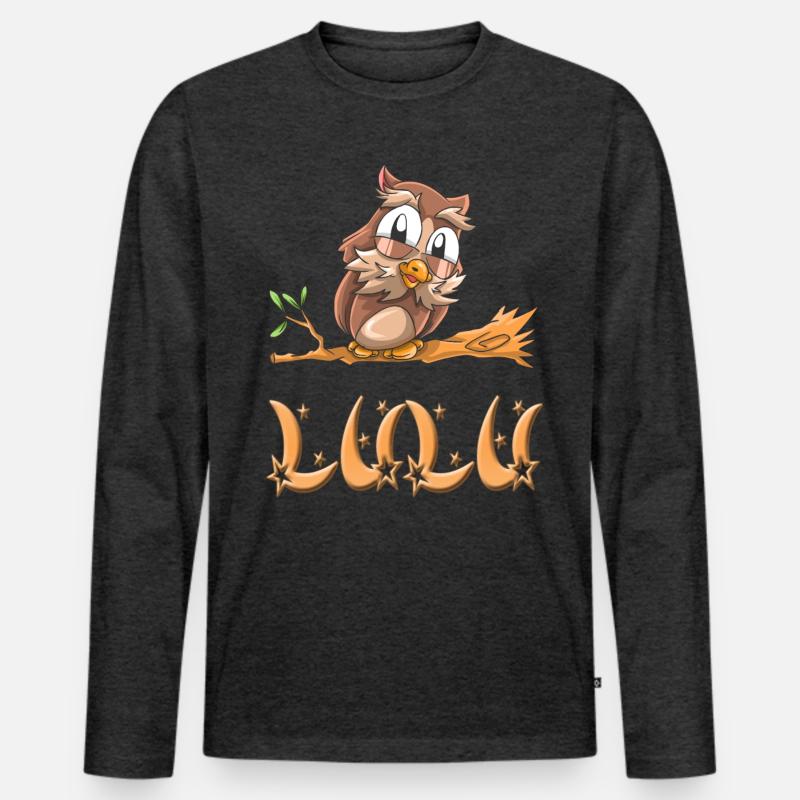 Eule Lulu - Männer Premium Bio Langarmshirt - Anthrazit meliert