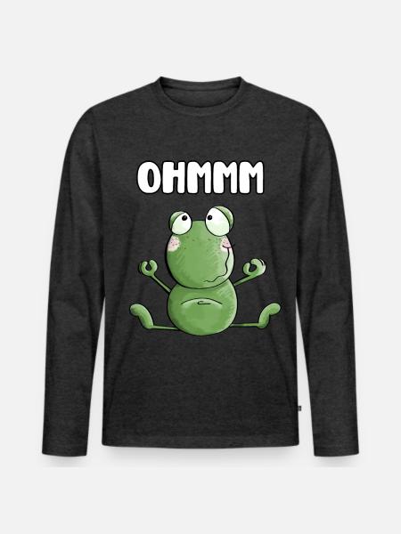 Ohmmm Frog - Frogs - Toad - Yoga - Fitness - Men's Premium Organic Long Sleeve Shirt - heather anthracite