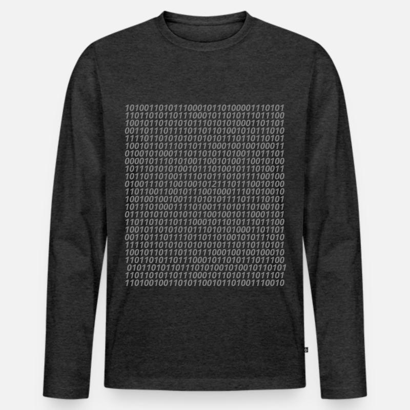 Binär Code Logo - Männer Premium Bio Langarmshirt - Anthrazit meliert