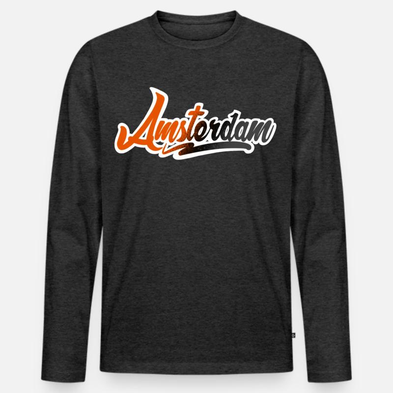 Amsterdam - Männer Premium Bio Langarmshirt - Anthrazit meliert