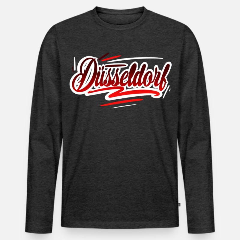 Düsseldorf - Männer Premium Bio Langarmshirt - Anthrazit meliert