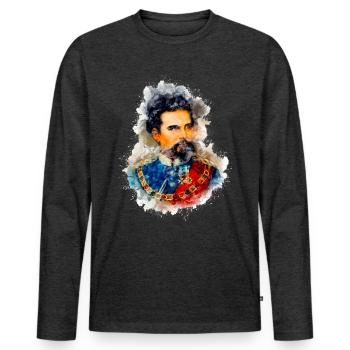 KÖNIG LUDWIG II. - Männer Premium Bio Langarmshirt - Anthrazit meliert - Vorne - Nico (187cm)