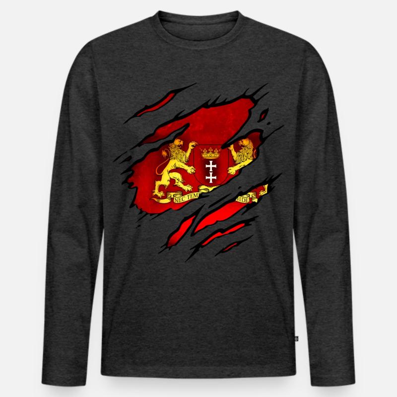 Danzig - Polen - Männer Premium Bio Langarmshirt - Anthrazit meliert