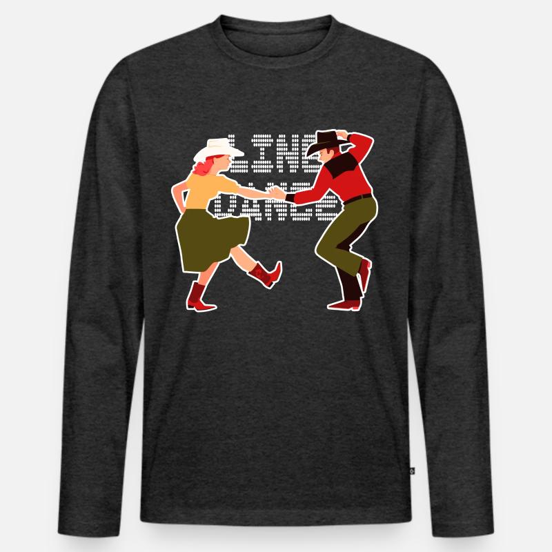 Line Dance - Männer Premium Bio Langarmshirt - Anthrazit meliert