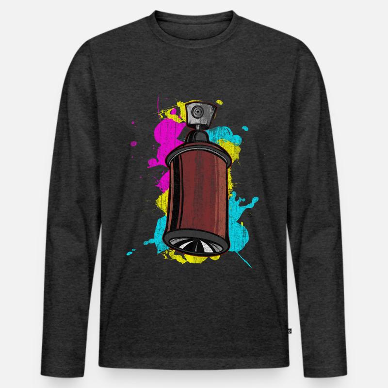 Graffiti Spraydose mit Spritzfarben - Männer Premium Bio Langarmshirt - Anthrazit meliert