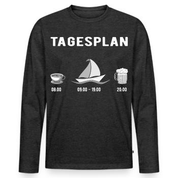 Tagesplan Segeln - Männer Premium Bio Langarmshirt - Anthrazit meliert - Vorne - Nico (187cm)
