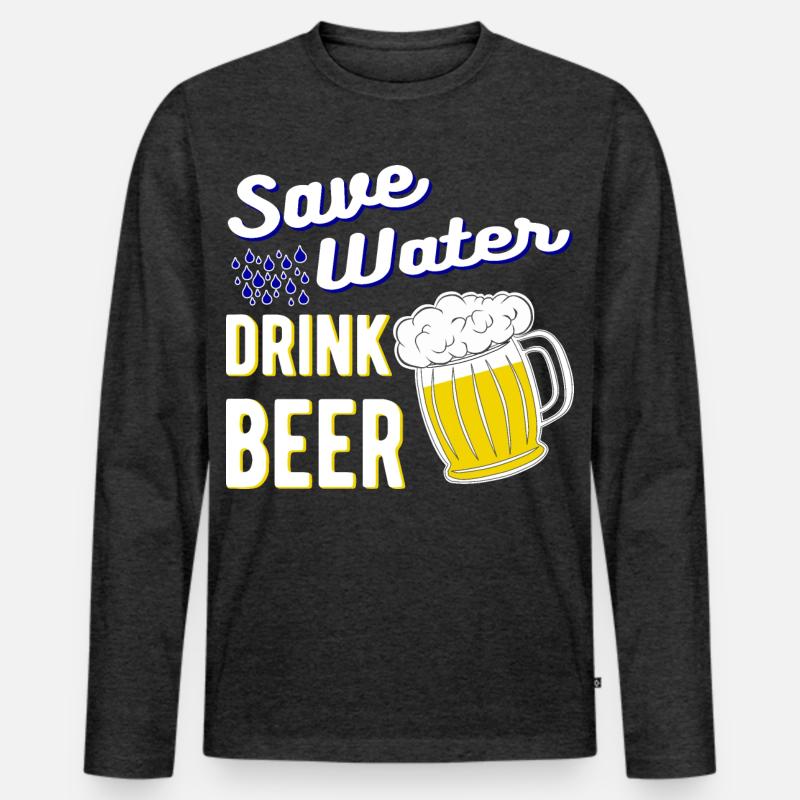 Save Water Drink Beer - Männer Premium Bio Langarmshirt - Anthrazit meliert
