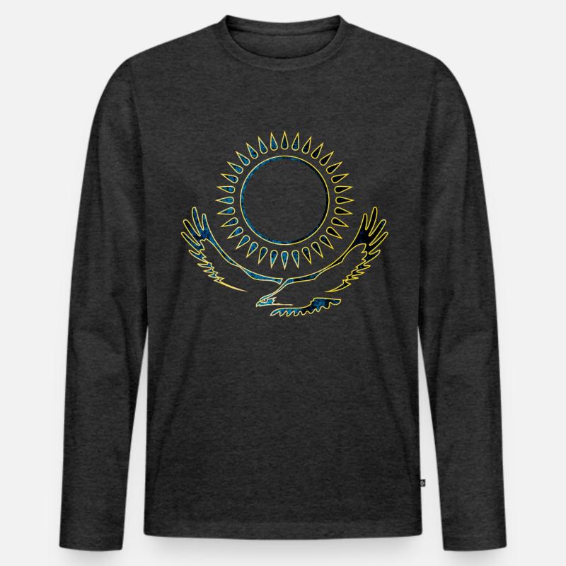 Kasachstan Adler edel - Männer Premium Bio Langarmshirt - Anthrazit meliert