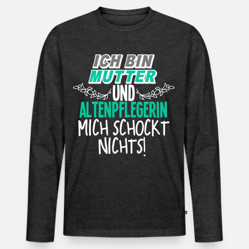 Mutter Altenpflegerin - Männer Premium Bio Langarmshirt - Anthrazit meliert