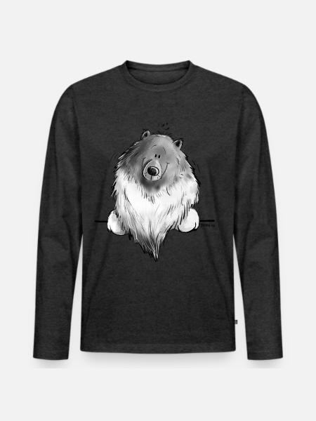 Funny Wolfsspitz I Comic Dog Gift - Men's Premium Organic Long Sleeve Shirt - heather anthracite