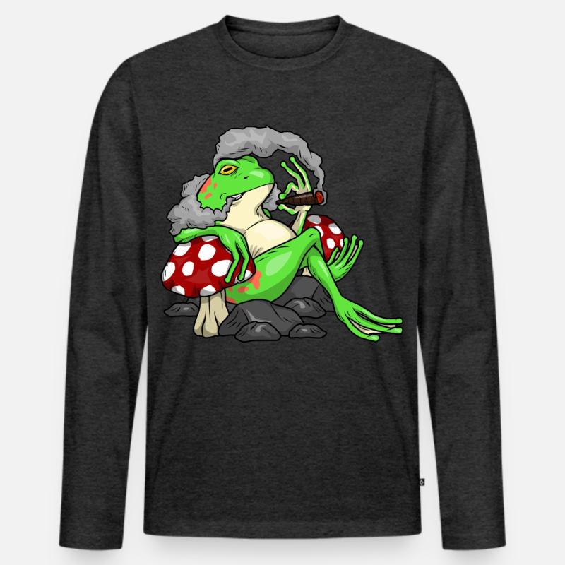 Frosch Zigarre - Männer Premium Bio Langarmshirt - Anthrazit meliert
