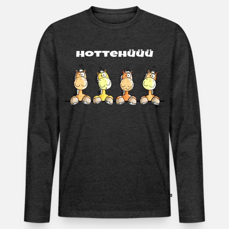 Hottehüüü Pferde - Männer Premium Bio Langarmshirt - Anthrazit meliert