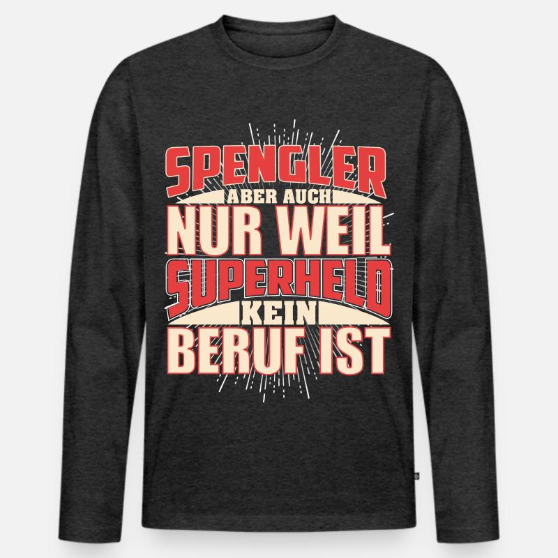Spengler Superheld - Männer Premium Bio Langarmshirt - Anthrazit meliert