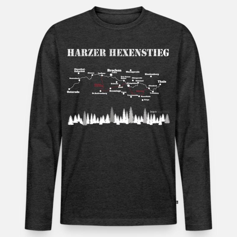 Harzer Hexenstieg - Männer Premium Bio Langarmshirt - Anthrazit meliert