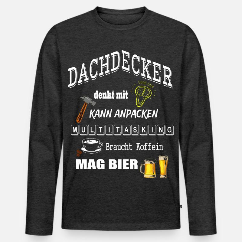 Dachdecker - Männer Premium Bio Langarmshirt - Anthrazit meliert
