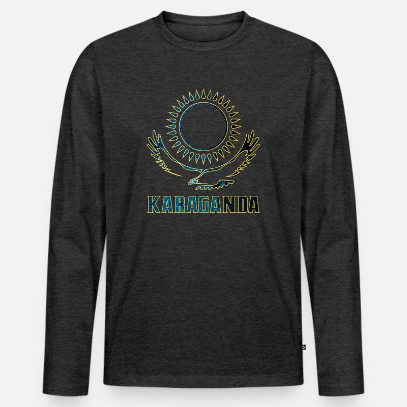 Karaganda Kasachstan Geschenk - Männer Premium Bio Langarmshirt - Anthrazit meliert