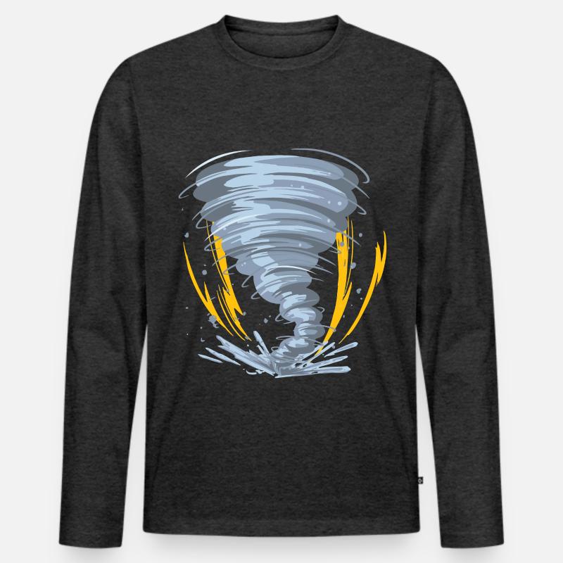 Tornado Hurricane Windsturm Geschenkidee - Männer Premium Bio Langarmshirt - Anthrazit meliert