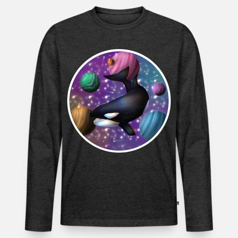 Orca im Raum - Männer Premium Bio Langarmshirt - Anthrazit meliert