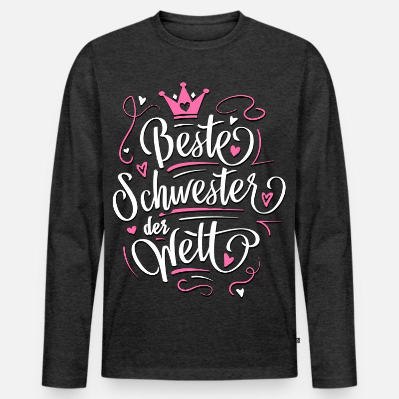Beste Schwester der Welt - Geschenkidee Schwester - Männer Premium Bio Langarmshirt - Anthrazit meliert