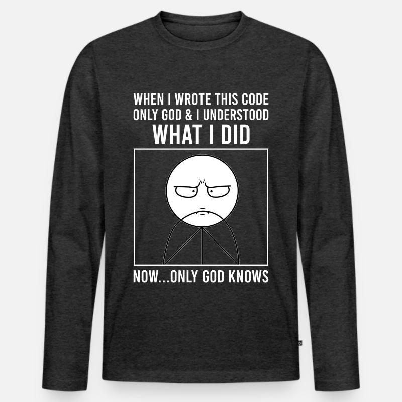 Programmierer Informatiker Softwareentwickler Meme - Männer Premium Bio Langarmshirt - Anthrazit meliert
